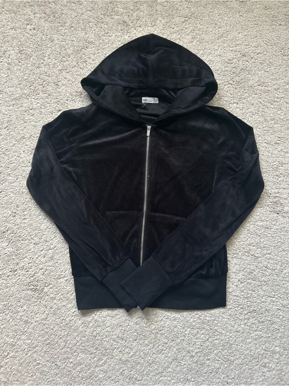 Garage Black Velvet Zip-Up Hoodie